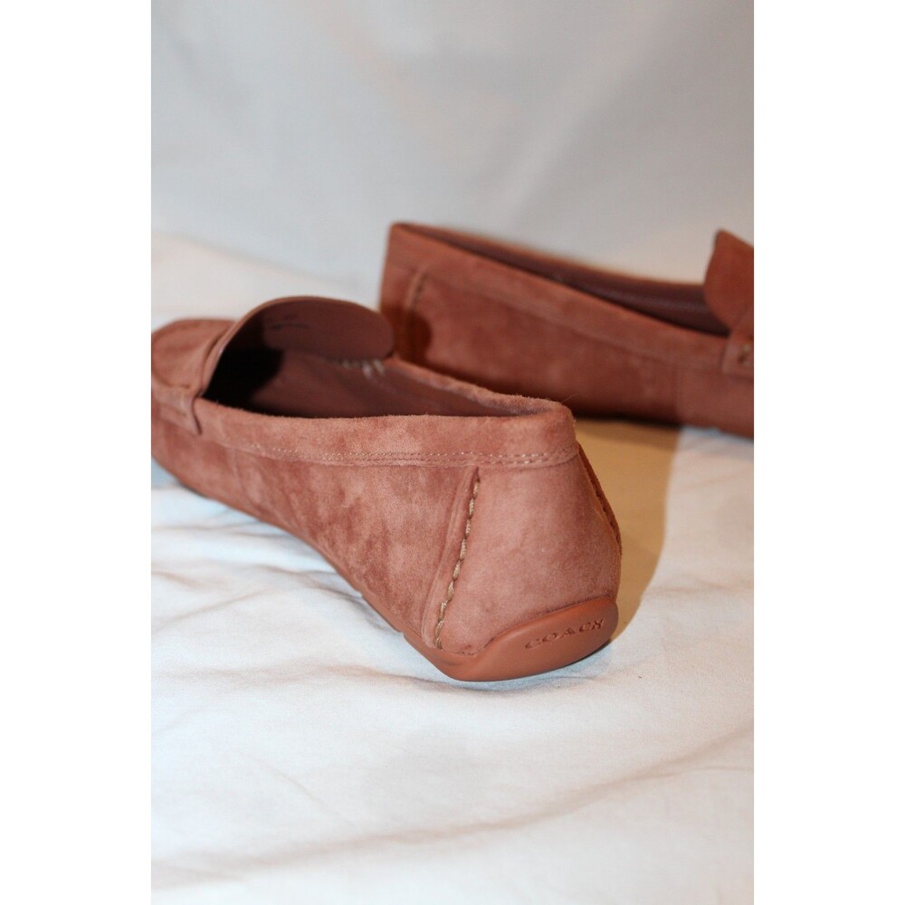 COACH SCULPT C LOGO SLIP ON DRIVER SUEDE LOAFER MOCASSINS CLAY SZ 8 NEW - Picture 8 of 9